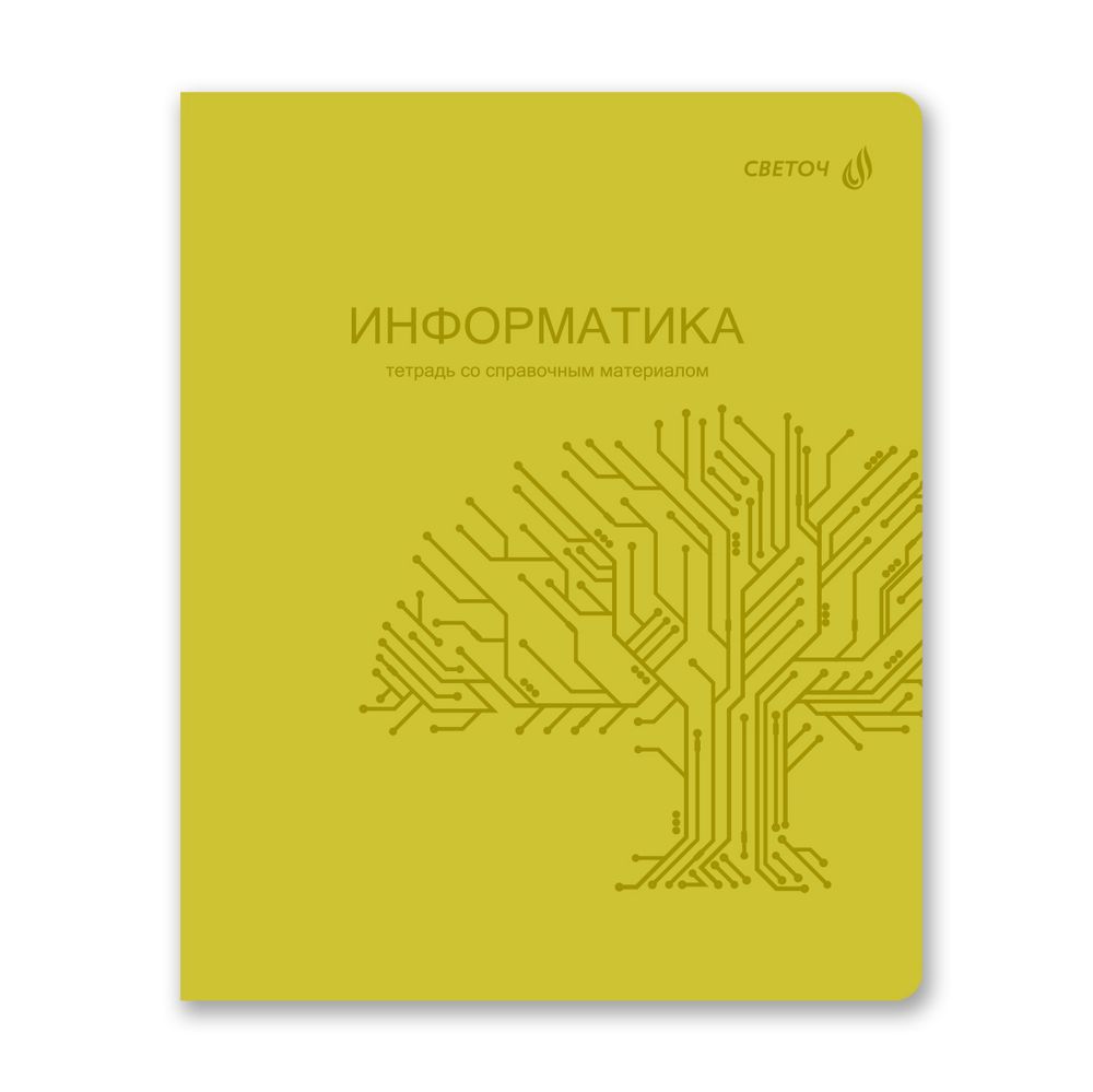 Тетрадь со справ.материал. Яркость по расписанию с запечат. пластик.обл. 320мкм, A5 48 л. на скобе 65 г/м², белизна 100% 10 шт, клетка, 01867 Яркость по расписанию Информатика, Светоч Т288