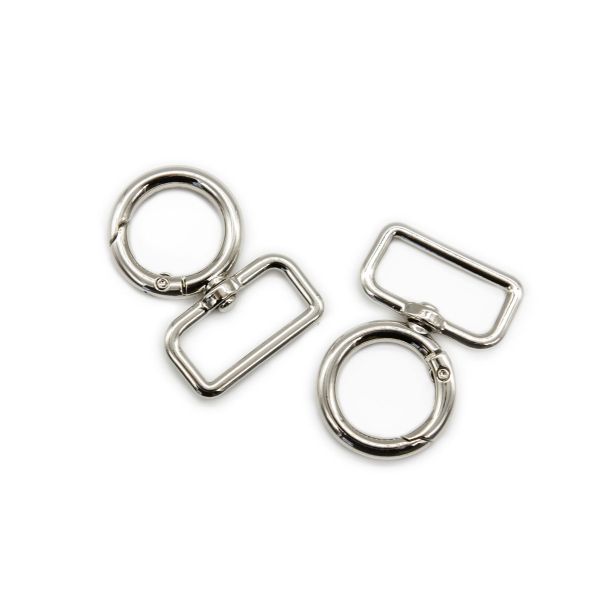 Карабин металл 25.0 мм, никель, 4 шт