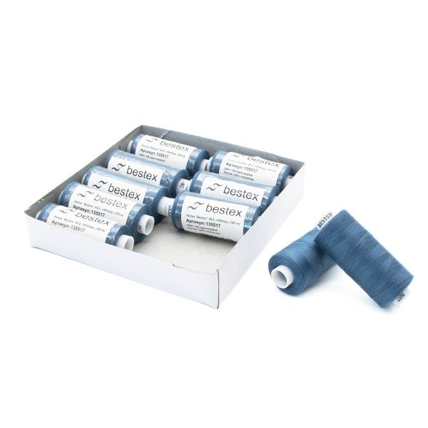 Нитки швейные бытовые Bestex 40/2, 365 м (400 ярд) / 10 кат., 192 бледно-синий