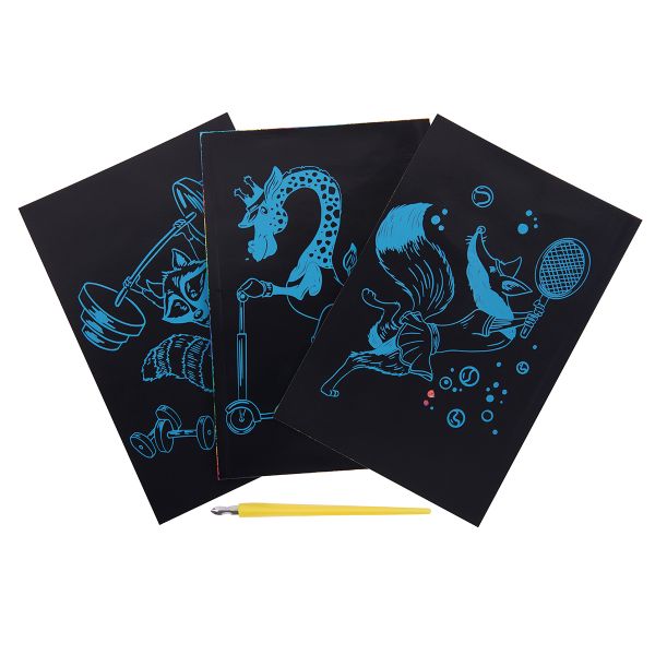 Набор для творчества Гравюра мини Спортсмены (мульти), 10х15 см, 1х3 шт, Hobbius GHPM-05