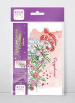 Алмазная (кристальная) мозаика Фрея, открытка Снеговичок с цветами, 14.8х10.5 см