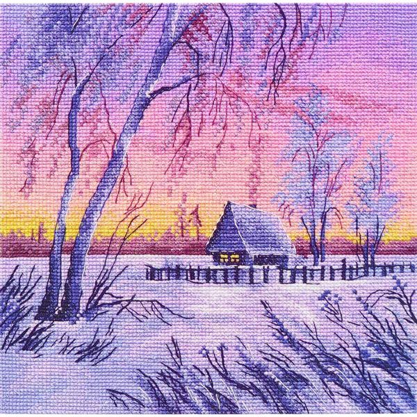Набор для вышивания нитками Овен 1669, Зимний вечер 18х18 см