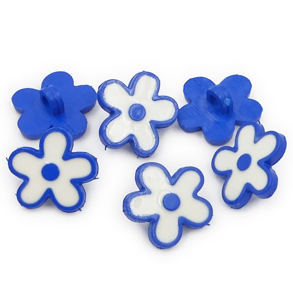 Пуговицы детские Цветы (IA041-W2) 24L/1, 6 шт, (D70 синий), Magic Buttons