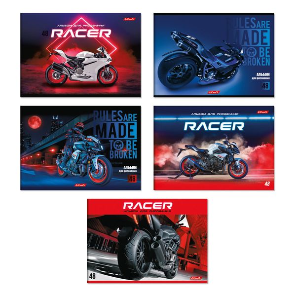 Альбом для рисования 100 г/м², A4 29х20.5 см, на скобе 48 л., 10 шт, 48АЛСК4_000261 Крутые байки, Светоч