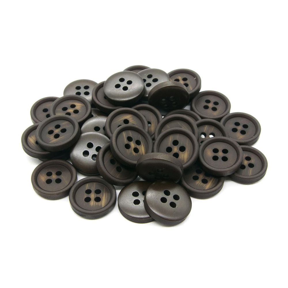 Пуговицы 4 прокола 24L (15мм), (Brown (коричневый)), 36 шт