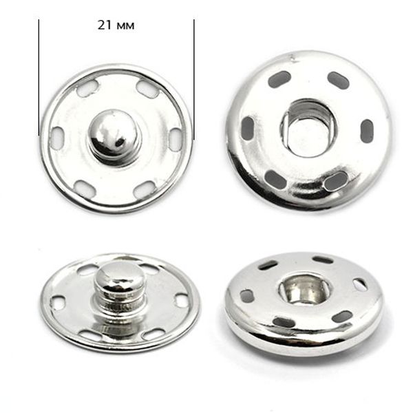 Кнопка пришивная металл ⌀21.0 мм, цв.никель, уп., 50 шт, TBY