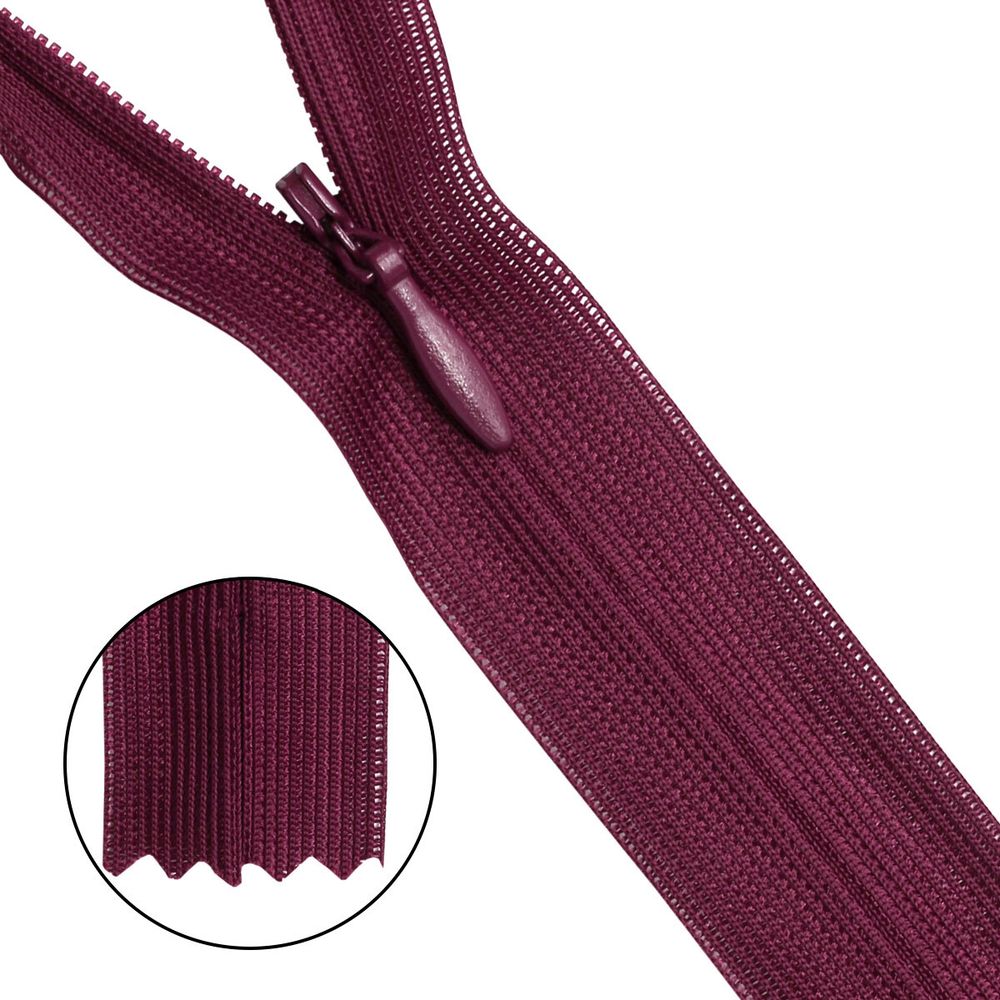 Молния потайная (скрытая) Т3 (3 мм) 1 зам., н/раз., 20 см, бордо, 31210 / 20, 10 шт