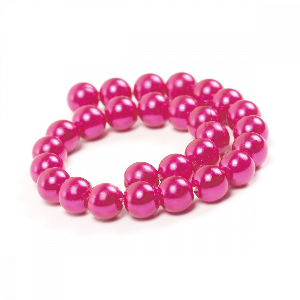 Бусины пластик (перламутр) ⌀10 мм, цв.096 яр.розовый, уп.500г (960 шт), Magic4Hobby