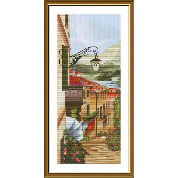 Набор для вышивания нитками Нова Слобода, Цветочная улица 18х43 см