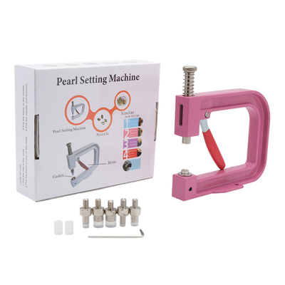 Ручной пресс для установки бусин на шипах с насадками 4, 5, 6, 8, 10 мм, New Star, розовый