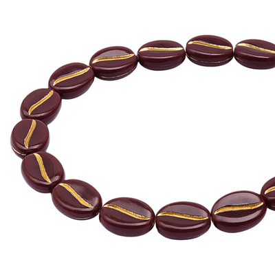 Бусины пластик 10х5 мм, 50 г, кофейное зерно, 9 коричневое+золото, Astra&Craft, 7541