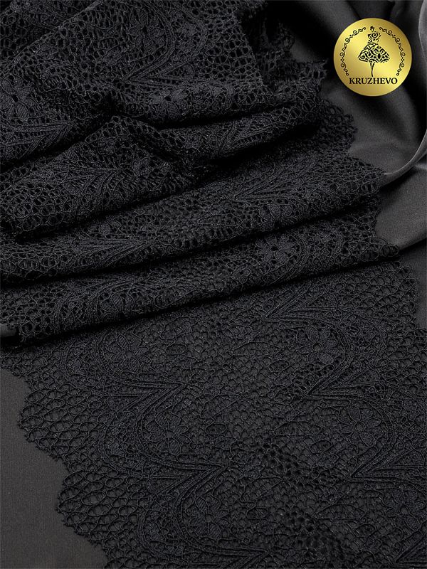 Кружево бельевое эластичное 220 мм / 3 м, цв.02 черный, Kruzhevo