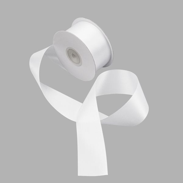 Лента атласная 2-сторонняя 38.0 мм / 22.86±1 метров, C1001 белый, 6102-0015, Globus