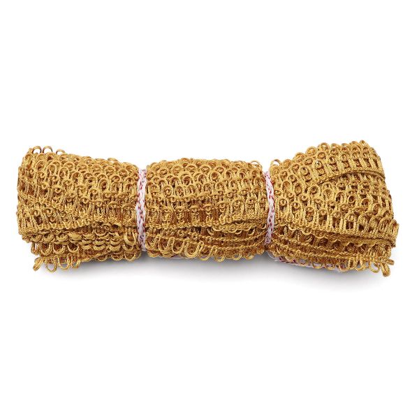 Тесьма отделочная вязаная 16 мм, 10 м, золотистый