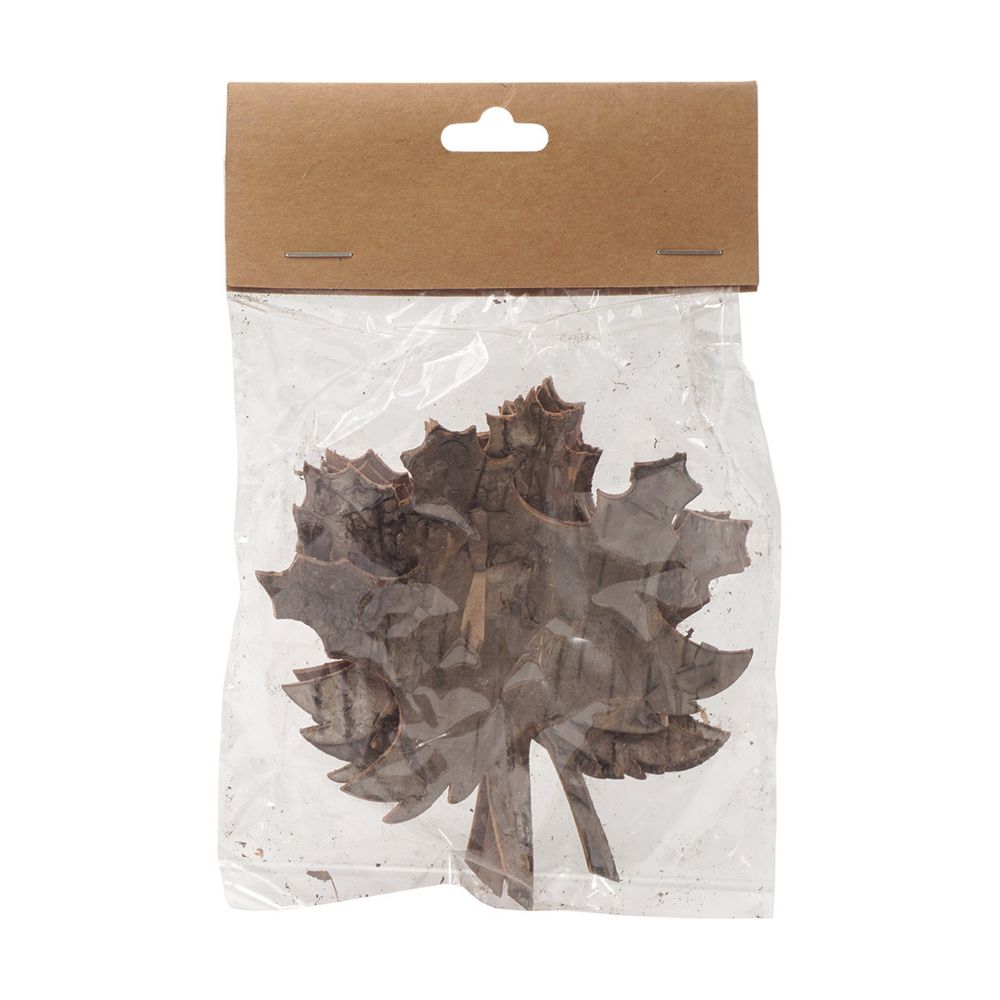 Декоративные элементы из коры дерева "Кленовый лист", 8,5х10см, 6 шт, нат/дерево