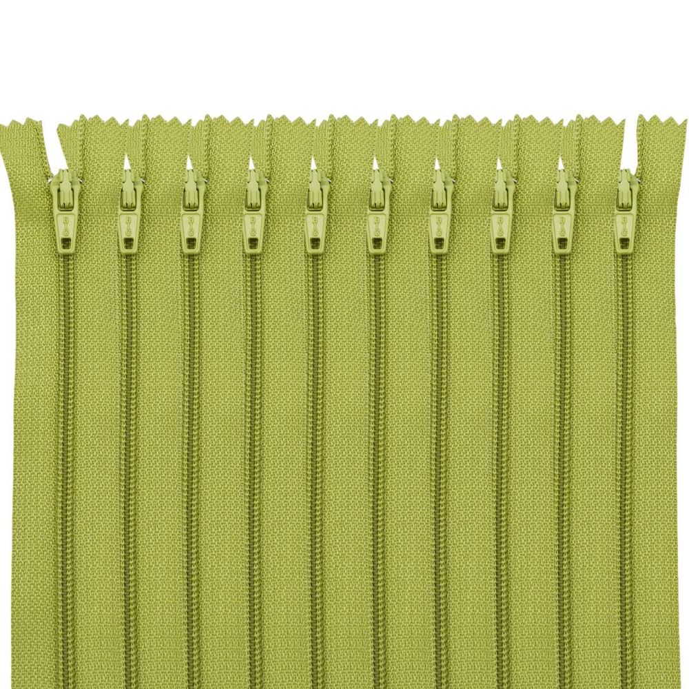 Молния спираль (витая) брючная Т3 (3 мм) 1 зам., н/раз., 20 см, автомат, салат, 30118, 10 шт