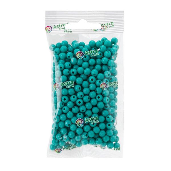 Бусины пластик ⌀6 мм, 50 г, круглые, Astra&Craft (669 бирюза), 1AL121-1