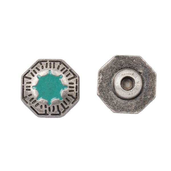 Хольнитены джинсовые ⌀11 мм, цв.металл |БЕЗ ГВОЗДЯ|, темное серебро/голубой BIG, 20 шт, 53304