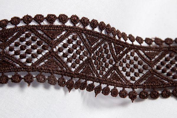Кружево гипюр (плетёное) 42 мм / 10 м, коричневый, Gamma GGM-4201