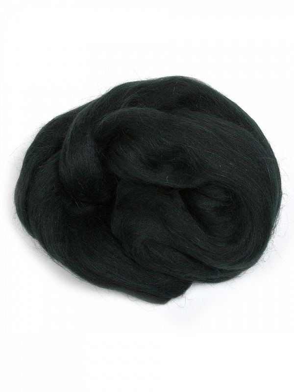 Шерсть для валяния Пехорка Гребенная лента п/тонкая 1х50 г (27-28 мкр), 002 черный