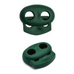 Фиксатор (зажим) для шнура пластик 2 отв., ⌀4.0 мм, 14х17 мм, овал малый ПП, т.зеленый, 100 шт
