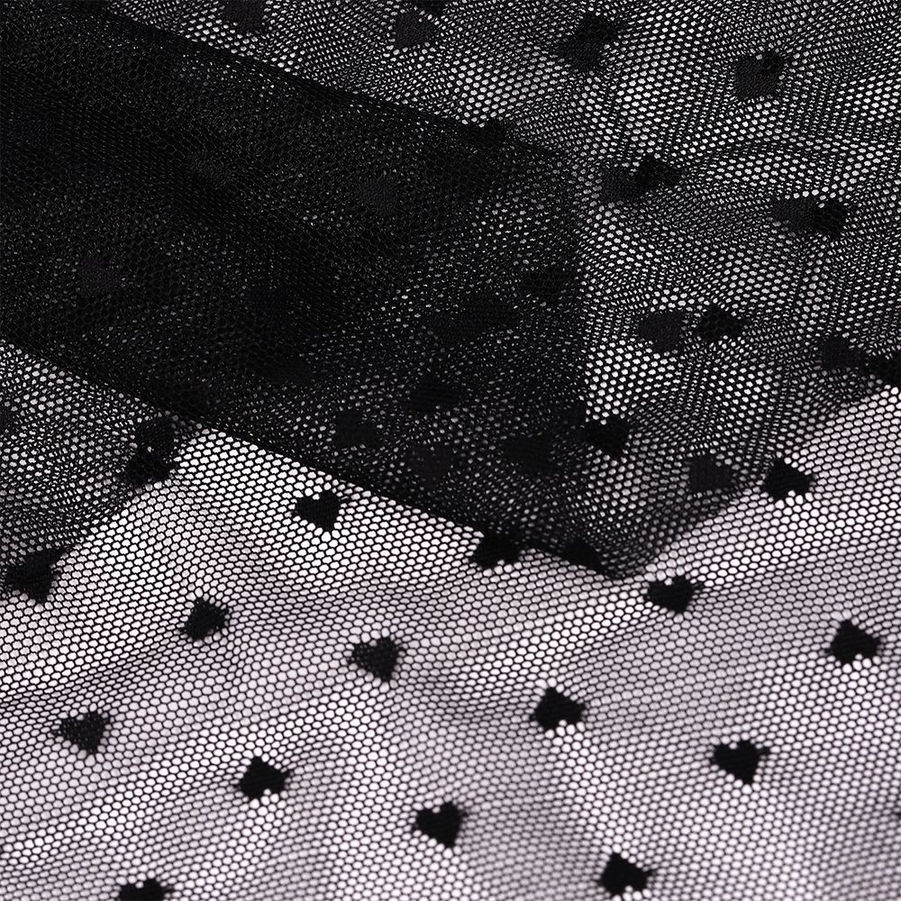 Сетка бельевая эластичная 55 г/м², шир.150 см / 20 метров, Сердечки, цв.черный /OLG015.170.20/