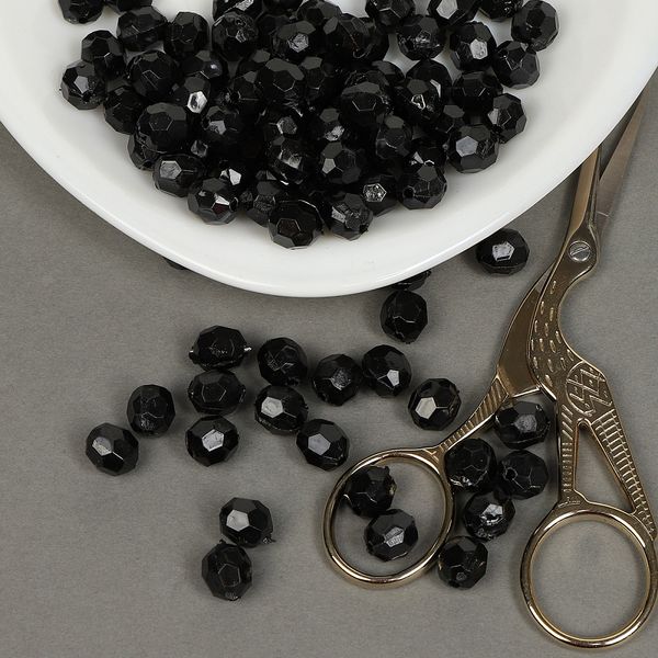 Бусины акрил ⌀10 мм, цв.45 черный, уп.500 г, Magic4Hobby