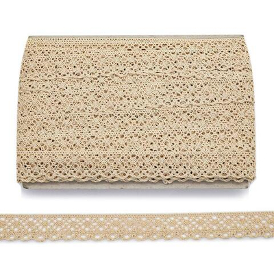 Кружево вязаное (тесьма) хлопковое 25 мм / 25 метров, одностор. (02 бежевый)