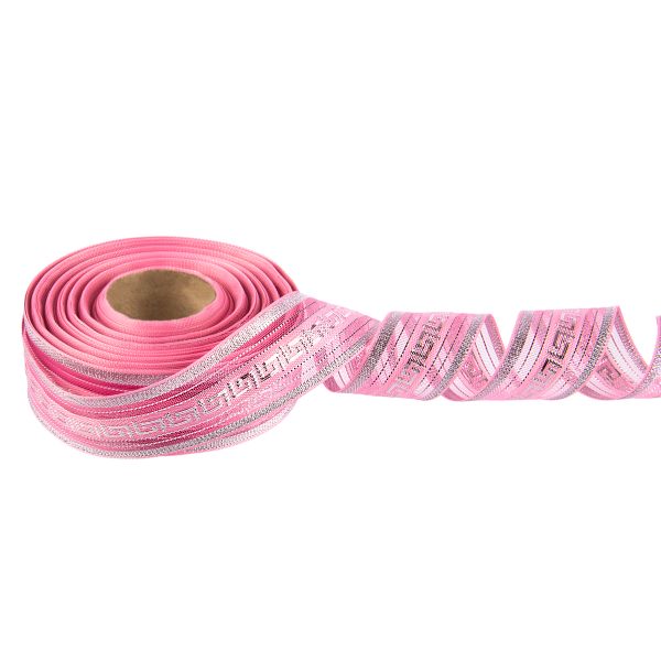 Лента металлизированная Подарочная 25±2 мм / 25±0.5 метров, роза-под серебро, Blitz