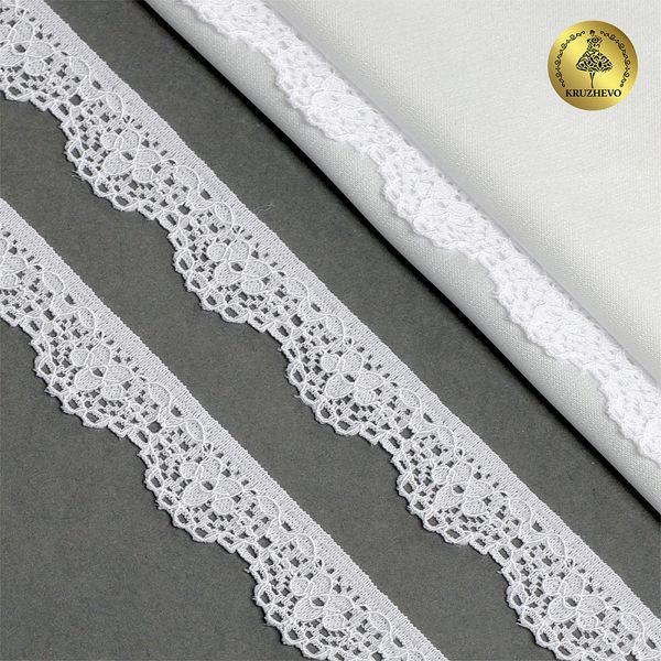 Кружево эластичное (стрейч) 15 мм, TBY.8031, 01 белый, 700м, Kruzhevo