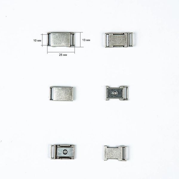 Пряжка-застежка магнитная 10.0 мм темное серебро, металл, 2 шт, BIG