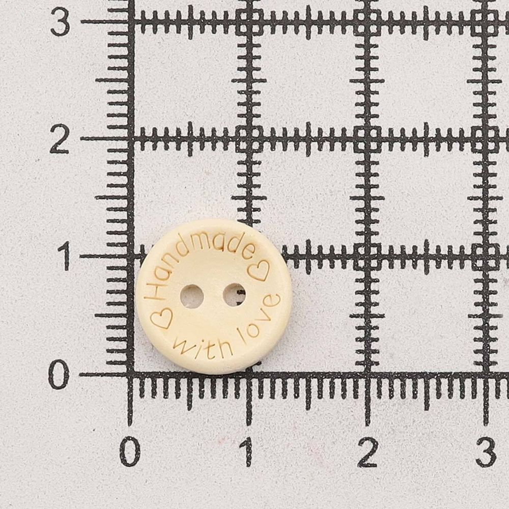 Пуговицы на 2 прокола Handmade with love 20L (12,5мм), дерево (Milk (молочный)), W22, 36 шт