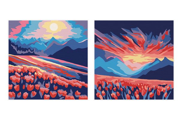 Картина по номерам Фрея PNBM-010, Цветочные поля, (на магните) 9х9 см