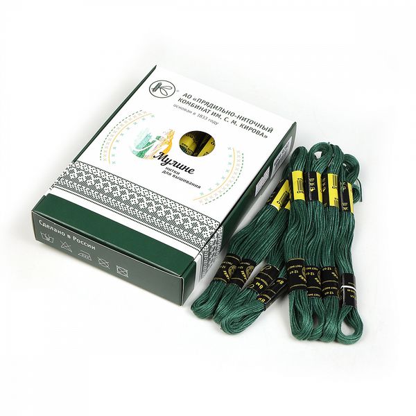 Мулине ПНК им.Кирова цв.9280 зеленый, 24 мотка по 8 метров