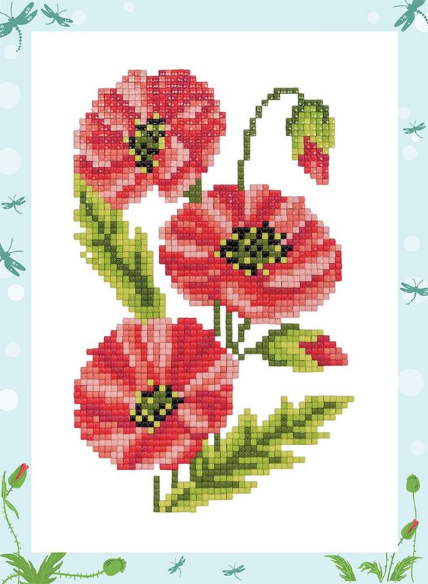 Алмазная (кристальная) мозаика Фрея, Маки, 19,5х14 см