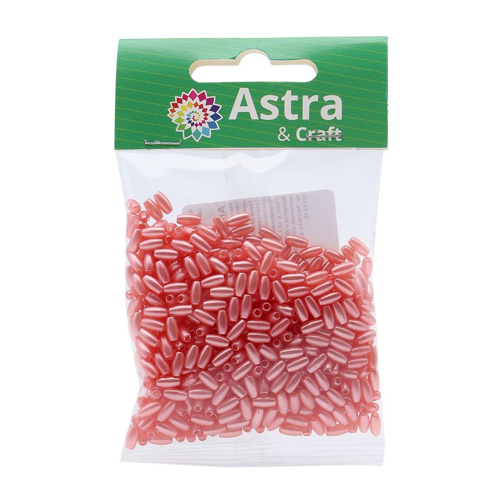 Бусины пластик (жемчуг) 3х6 мм, 15 г, Astra&Craft (пыльная роза), 4AR293/294