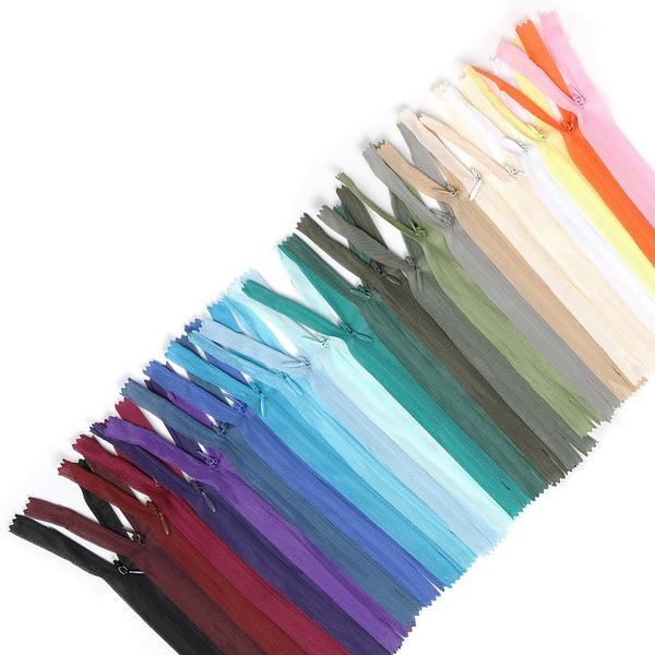 Молния потайная (скрытая) Т3 (3 мм), 1 зам., н/раз., 20 см, ассорти №8, уп.25 цв х, 2 шт, Mzipp, Mzipp