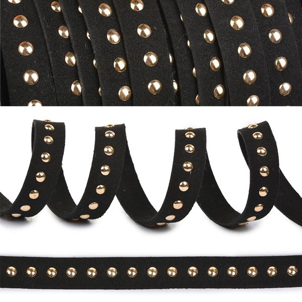 Шнур плетеный плоский ⌀15.0 мм / 25 метров, LTRN15.G, с кнопками черный/золото