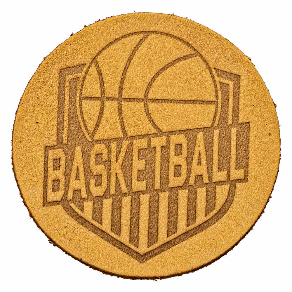 Термоаппликация из кожи Баскетбол D5,5см, 100% кожа (48 песочный)