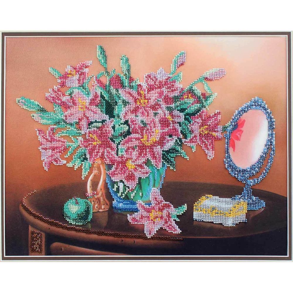 Набор для вышивания бисером Hobby&Pro, Лилии в натюрморте, 28х35 см