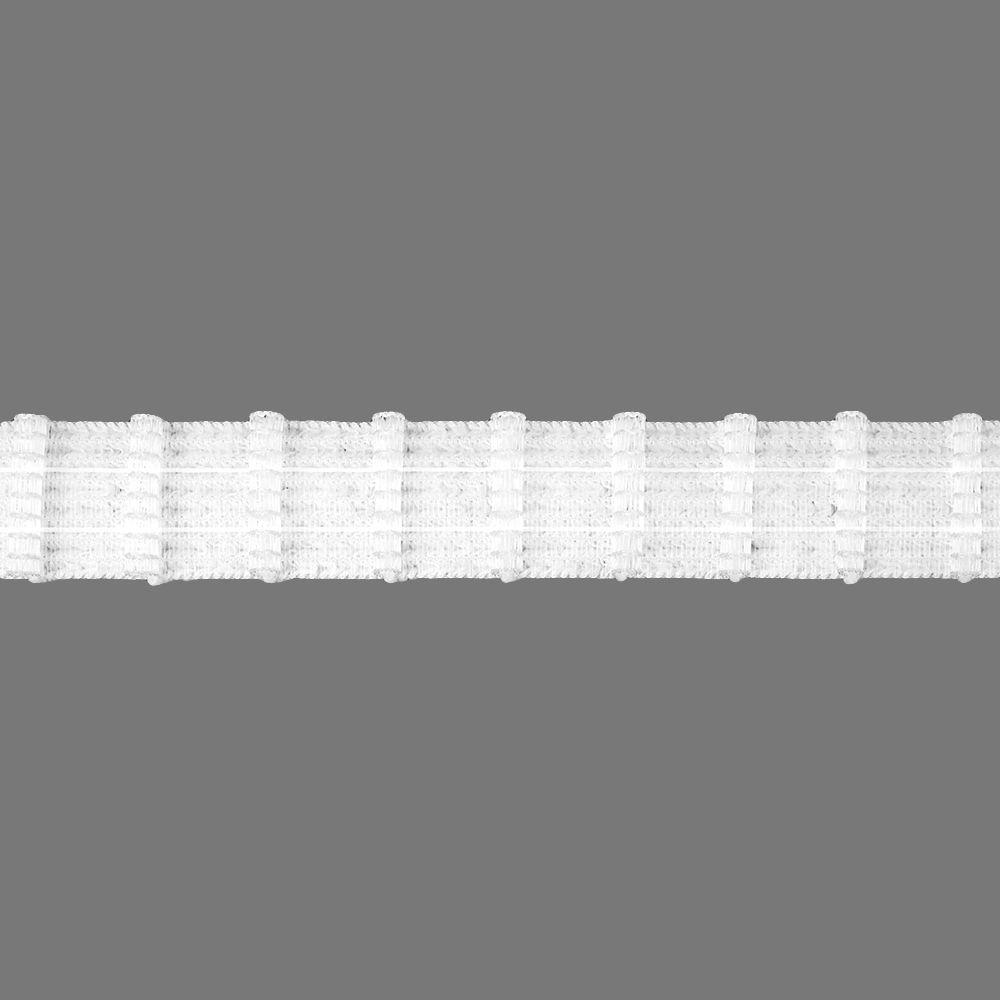 Тесьма шторная 1/2 Параллельная складка (2 шнура) для велькро 25 мм / 50м, белый, С01/25