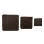Набор заплаток пришивных из кожи, квадрат 4см, 6см и 8см, с перфорацией, 3 шт, 100% кожа (03 темно-коричневый), 9402