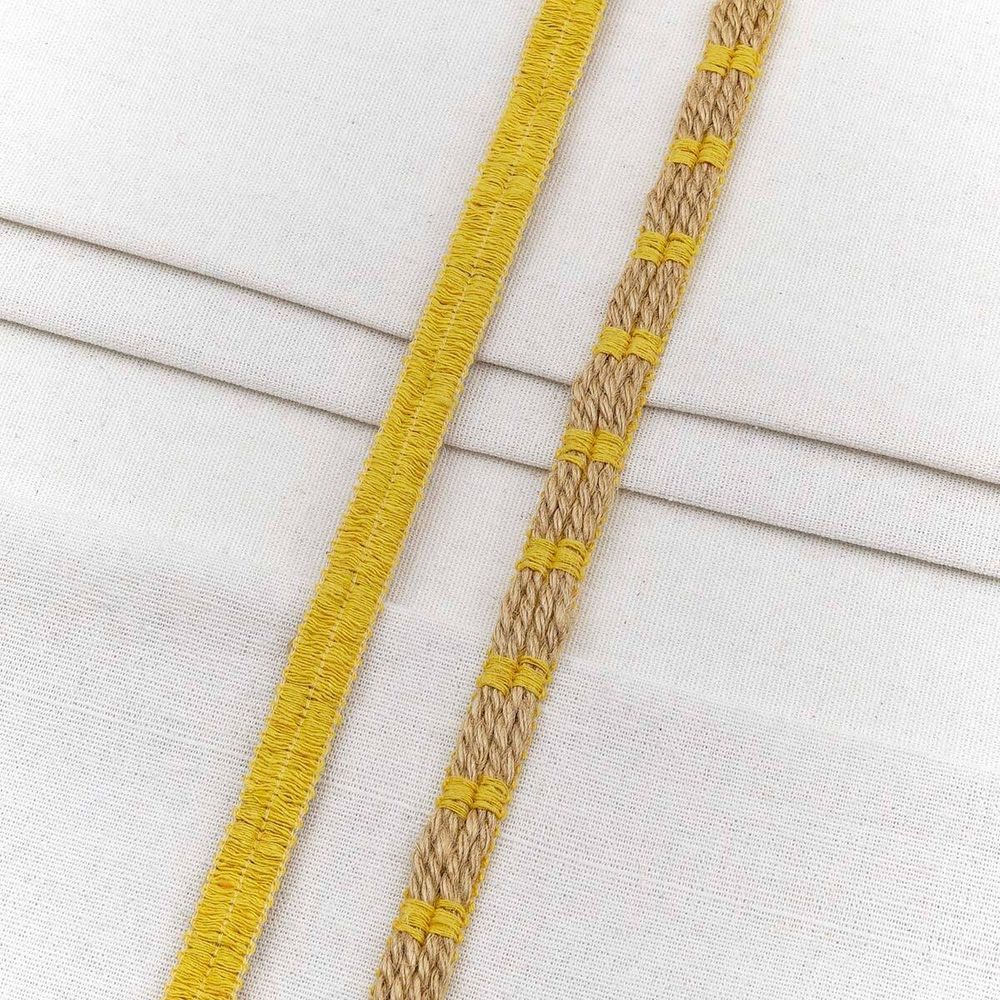 Тесьма отделочная лен 12 мм / 20 метров, 1-Н35, 80% лен, 20% х/б, цв. жёлтый, 23512