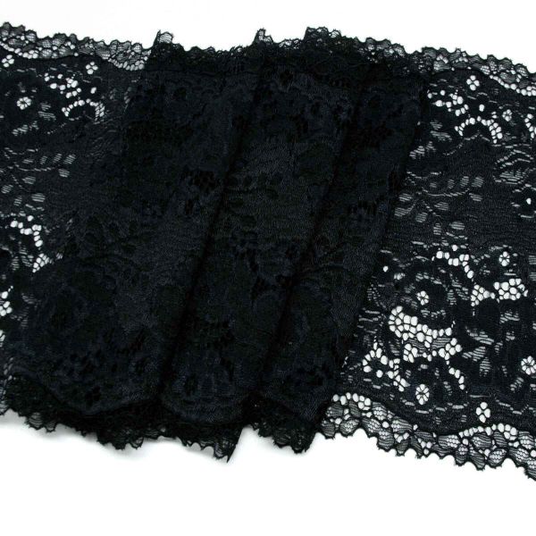 Кружево бельевое эластичное 185 мм / 10 м, 7735070 черный