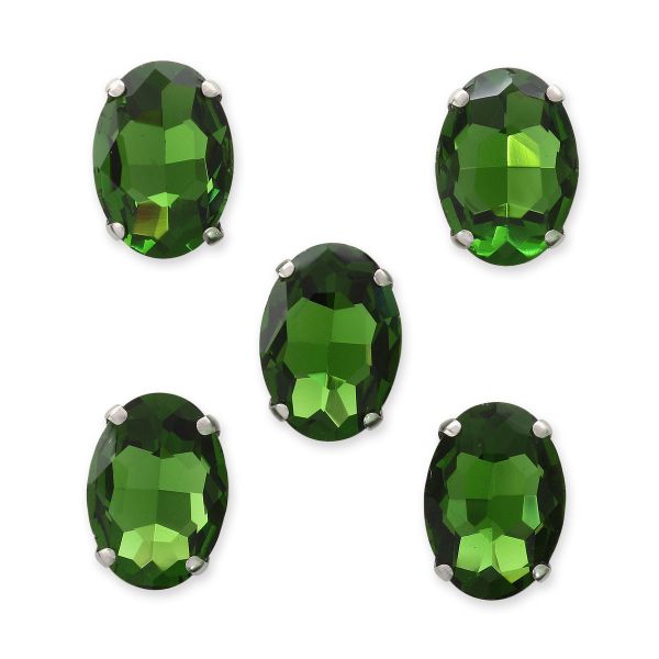 Хрустальные стразы в цапах овальной формы, зеленый 10х14 мм, 5 шт., ОЦ008НН1014