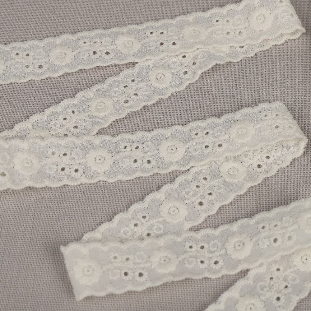 Кружево шитьё хлопок.1478 17 мм, цв.F102 молочный, уп.13.71м, Kruzhevo