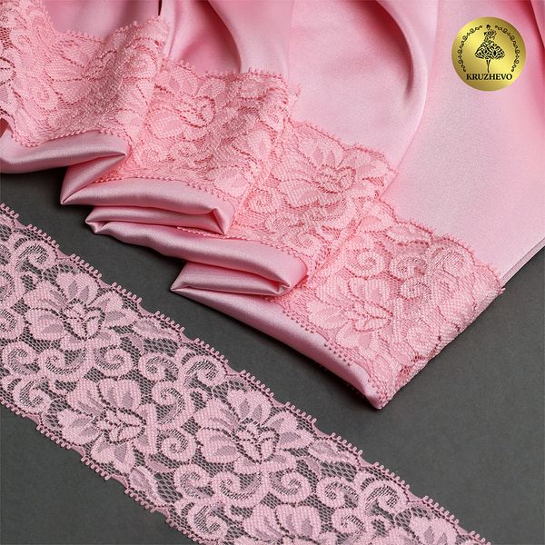 Кружево эластичное (стрейч) 65 мм, L840, цв.F133 нежно-розовый уп.25м, Kruzhevo