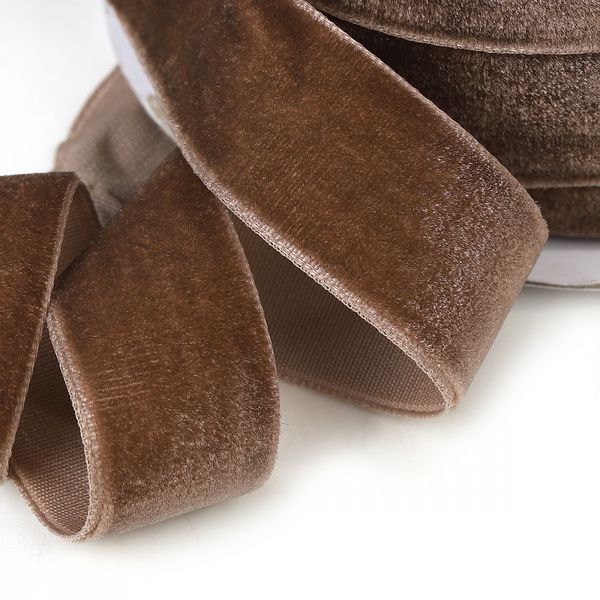 Лента бархатная (тесьма) 20.0 мм / 22.86±1 метров, арт.20VRS296 нейлон цв.кофейный