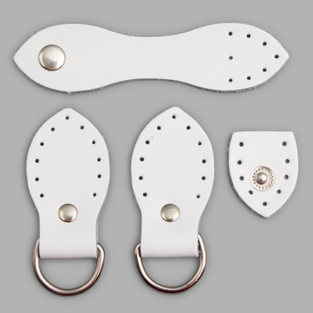 Набор для сумки Застежка 2.5х10.1 см -, 1 шт, петельки 3х5.5 см -, 2 шт, 100% кожа, 88 белый, 1402