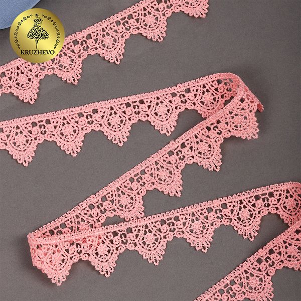 Кружево гипюр (плетёное) 26 мм, 0798 цв.F152 коралловый уп.27м, Kruzhevo